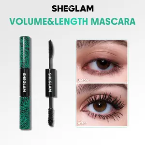 SHEGLAM All-In-One Volume & Length Mascara 2 In 1 Waterproof Volumizing Dual-Ended Brush Lengthening Curling Thick Lash Lifting Long Lasting Mascara Eye-Effortlessbeauty- Coachella-mothersdaygift