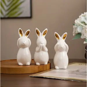 3pcs rabbit-shaped Nordic home decorations for living room TV cabinet, Easter accessories, Home Decor Ornament