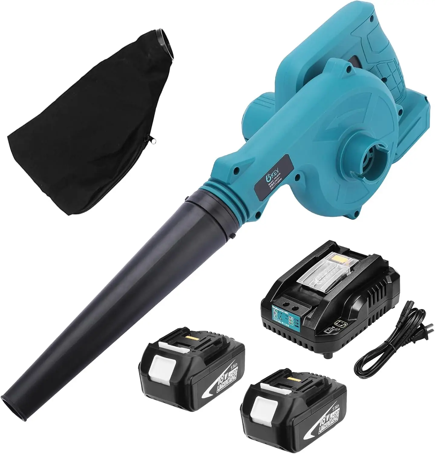 18V Makita High-Capacity 5000mAh Lithium-Ion Power Tool Replacement Battery with 100-220V Charger, for Blowers, Lights (Battery Cells Included) toolupgrade