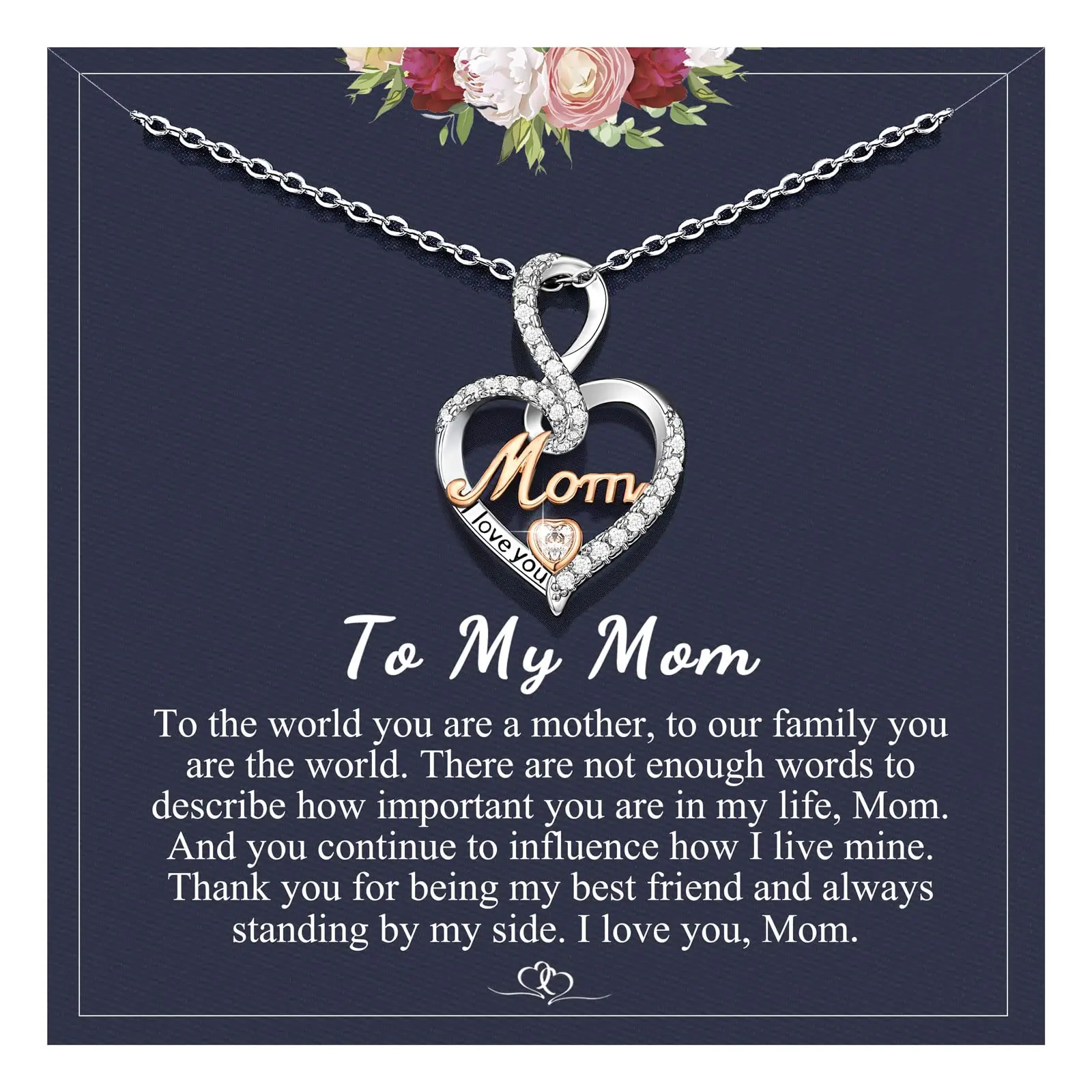 Gifts for Mom/Grandma/Nana/Aunt, Infinity Love Heart Necklace for Women, Christmas Birthday Gifts