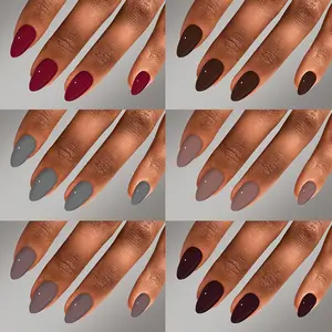 180pcs Full Color Pure Nail Set, Nail Art, Low Saturation Morandi Shades, High Gloss Finish, Long & Short Sizes, Suitable for Various Hand Shapes, Nail Tips Kit
