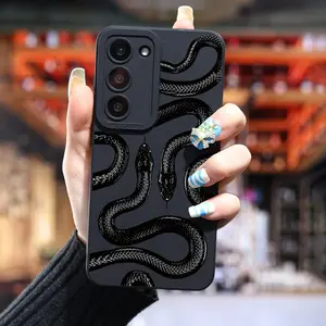 Luxury Phone Case For Samsung Black Snake Shockproof Phone Case For Galaxy S24 Ultra S23 Plus S22 + S21 S20 FE S10 A72 A54 5G A53 A52 A52S A51 A33 A32 A23 A22 A21S A15 A14 A13 A12
