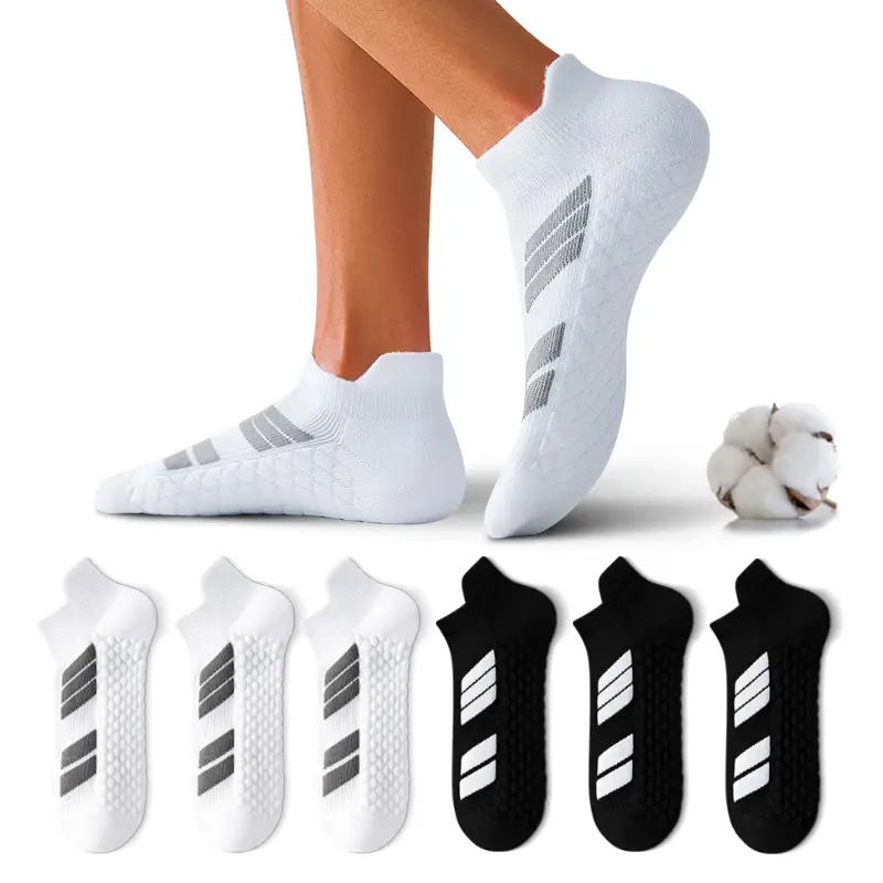 6 Pairs of Men's & Women's Universal Sports Short Socks Invisible Towel Bottom Combed Cotton Soft Anti-Slip Wear-Resistant Sweat-Absorbing Everyday White Casual Socks Running Socks All Season Universal