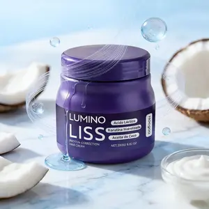 Protein Correction Hair Cream 250g - Keratin Treatment for Frizz Control & Straightening | Strengthening, Curl Enhancing & Thickening Hair Conditioner with Volume Lift Spray