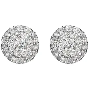 LuxLab Diamonds 0.55 cttw Lab Grown Halo Ear rings, Sterling