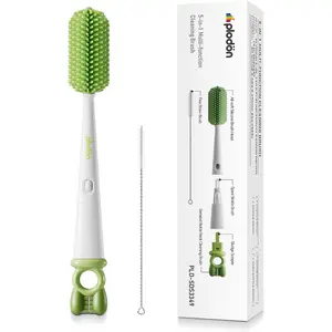 Plodon Bottle Cleaning  Brush, Baby Bottle Brush Cleaner, Water Bottle Cleaning Kit,Detail Brush & Straw Brush, Portable Long Handle Bottles Scrubber Cleaning Tool, Silicone Material,BPA-Free,5 Packs Set for Newborns,Green