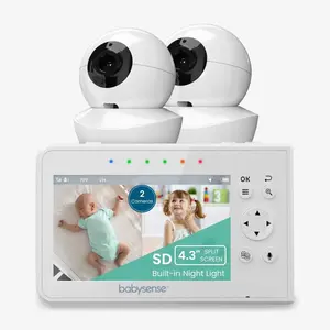 Babysense V43: Video Baby Monitor with 2 Cameras, Non Wifi, Split Screen & Night Light  Machine