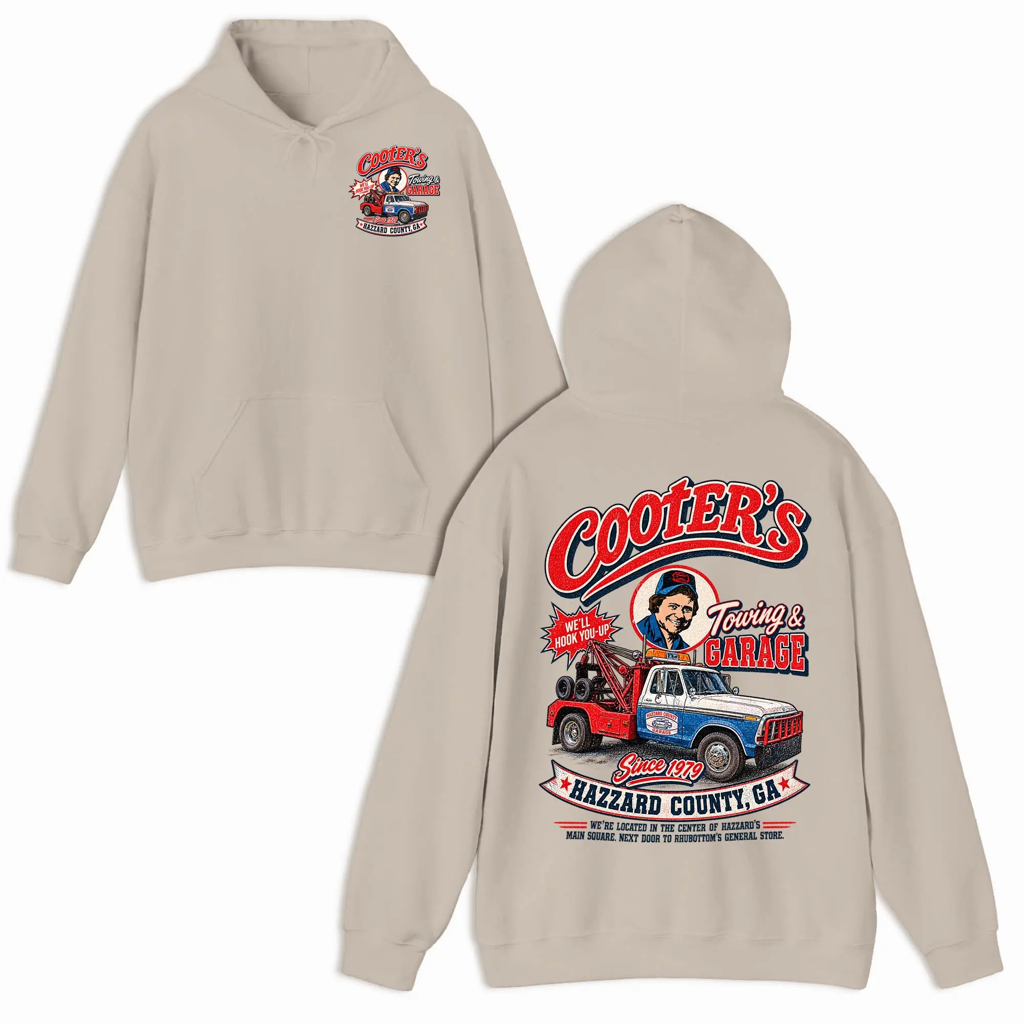 Cooter's Towing Hazzard County Hoodie, T-Shirt, Sweatshirt, Cooter Davenport Tribute Shirt, Retro Americana Hoodie, The Dukes Of Hazzard Fan Merch