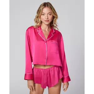 Silky Satin Crop Sleep Shirt