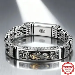 S925 925 Siery Bracelet Braclet Hip Hop Mrinaliat Pace Patten Dein, Bithday Father'S Doy, lithdy Porfect For Pefet for Daily Wen Acsories, Sylih Acesoy, Mininalist Braclet
