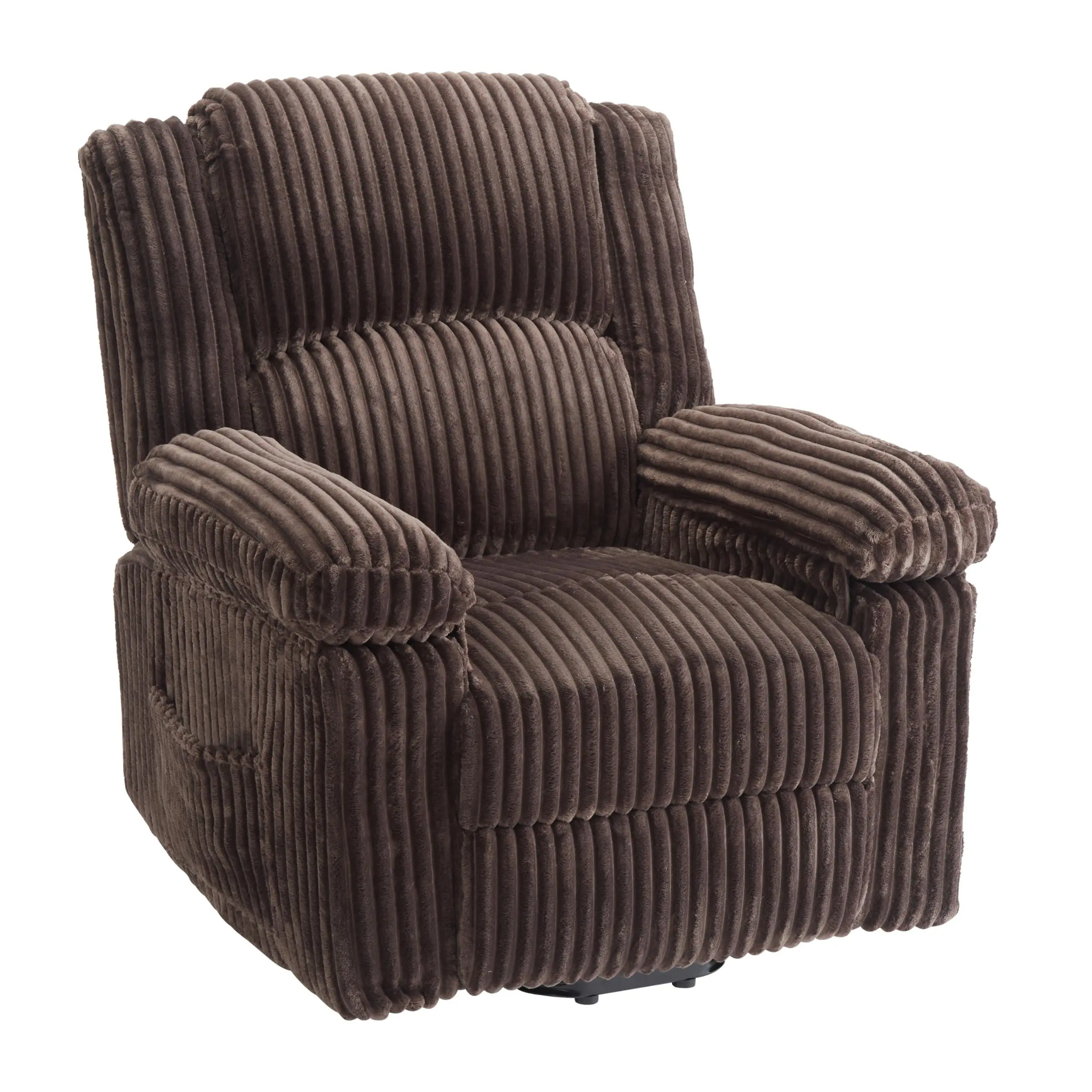 Corduroy Recliner Chair, Manual Recliner Sofa with Handle, Pillow Top Arms, Thick Padding, Side Pocket, 330Lbs Capacity, Adjustable Recliner for Living Room, Bedroom, Home Theater, Brown