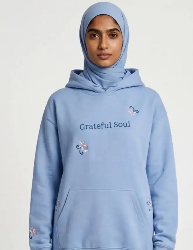 Embroidery Hoodie, Grateful Soul Sweatshirts, Floral Hoodie,  Cozy Pullover, Gift, Women