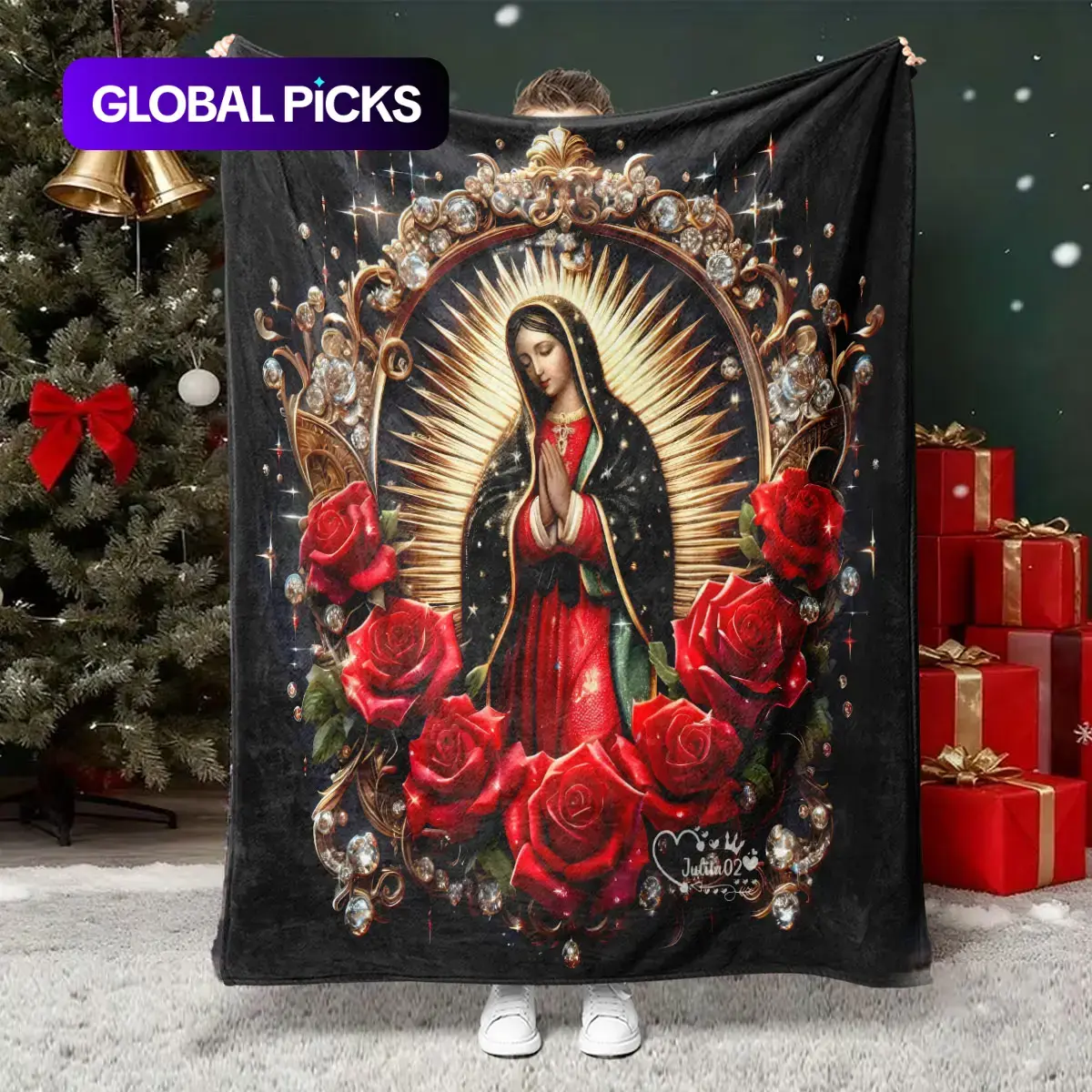 Virgin Mary Pattern Throw Blanket, 1 Pack Soft Warm Blanket for Home, Office, Travel, and Air-Conditioned Rooms #GLOBAL PICKS