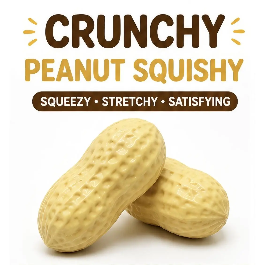 Crunchy Peanut Crunchy Squishy - Unisex Stress Relief Toy, Squeezable, Stretchy Sensory Toy for Kids and Adults