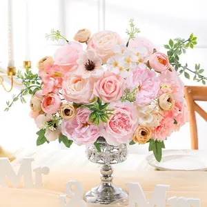 Floweroyal Pink Artificial Flowers Combo - Silk Roses & Peonies with Stems, DIY Faux Flowers for Wedding Bridal Bouquets, Floral Arrangements, Table Centerpieces & Home Decor, Mother's Day Gifts
