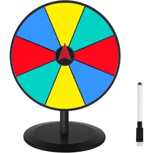 Prize Wheel 8 INCH Tabletop Roulette Wheel of Fortune Spin with Dry Erase Marker for Engaging Home Parties, Trade Show, Carnival Events,Party Birthday Wedding Housewarming