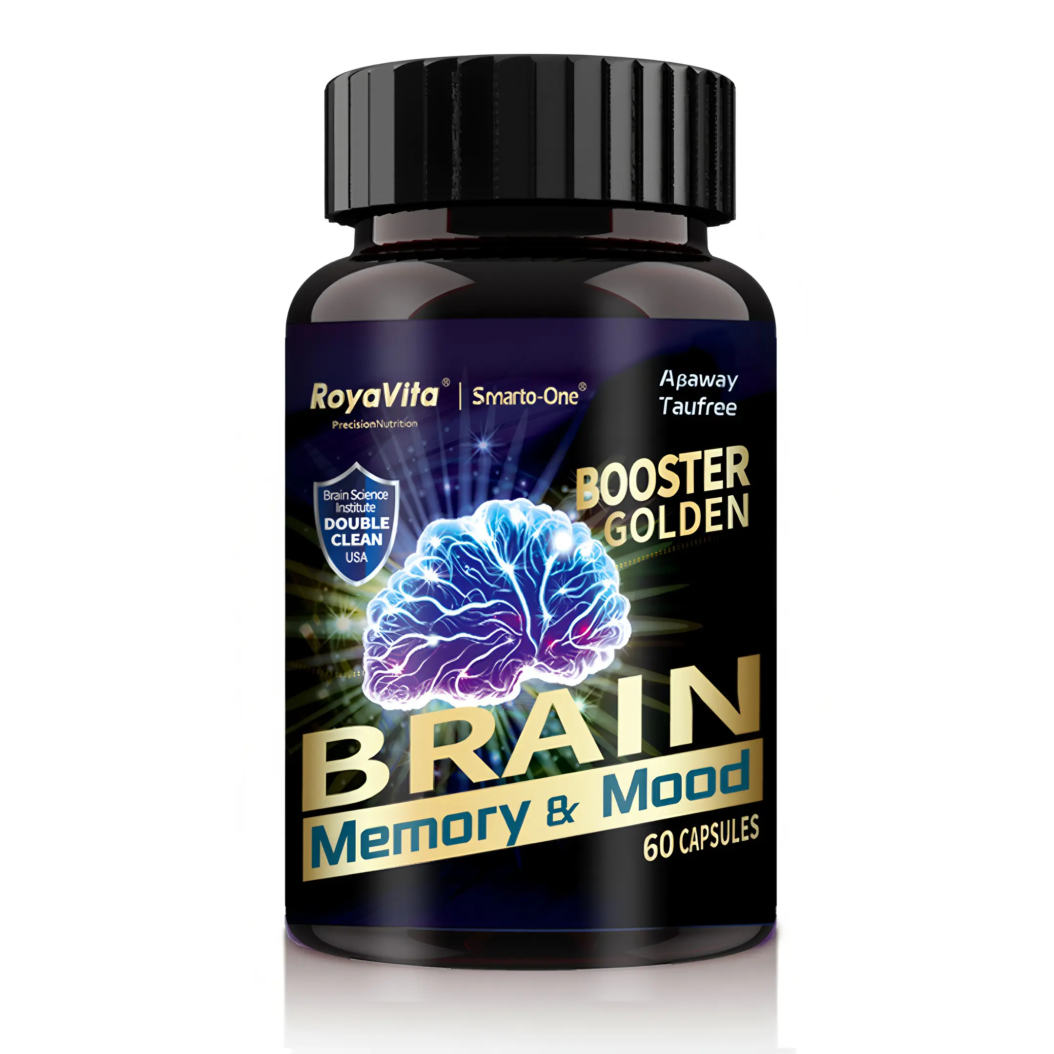 ROYAVITA Ultra Decaffeinated Clinically Tested Brain Supplement, Improves Mental Alertness, Memory, Concentration and Focus, Cognition, Neurofactors, Phosphatidylserine, Vitamin B6 B12, 60 Capsules