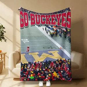 Countdown Sale! Ohio vs Michigan Rivalry Blanket,throw blanket Script Ohio on Big M Throw, Buckeye Fan Erase The M College Sports Merch, OSU Fan Cozy Gift
