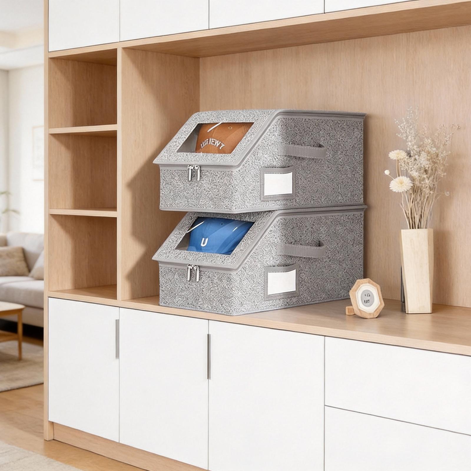 Baseball cap storage box, can hold up to 24 caps – sturdy and foldable wardrobe and bedroom organizer, large-capacity dustproof storage box for storing hats, toys, and accessories, a space-saving home organization solution