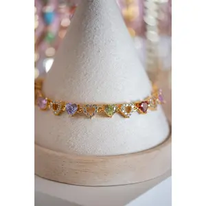 Camila Heart Alternating Pavé CZ Gold Filled Bracelet