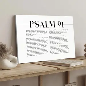 Wooden Framed Canvas, Hanging Wall Art, Psalm 91 Bible Poster, Boys And Girls Room Murals, Modern Home Decoration, Ideal Gift, High Definition, Waterproof, Artwork, Wooden Wall Art