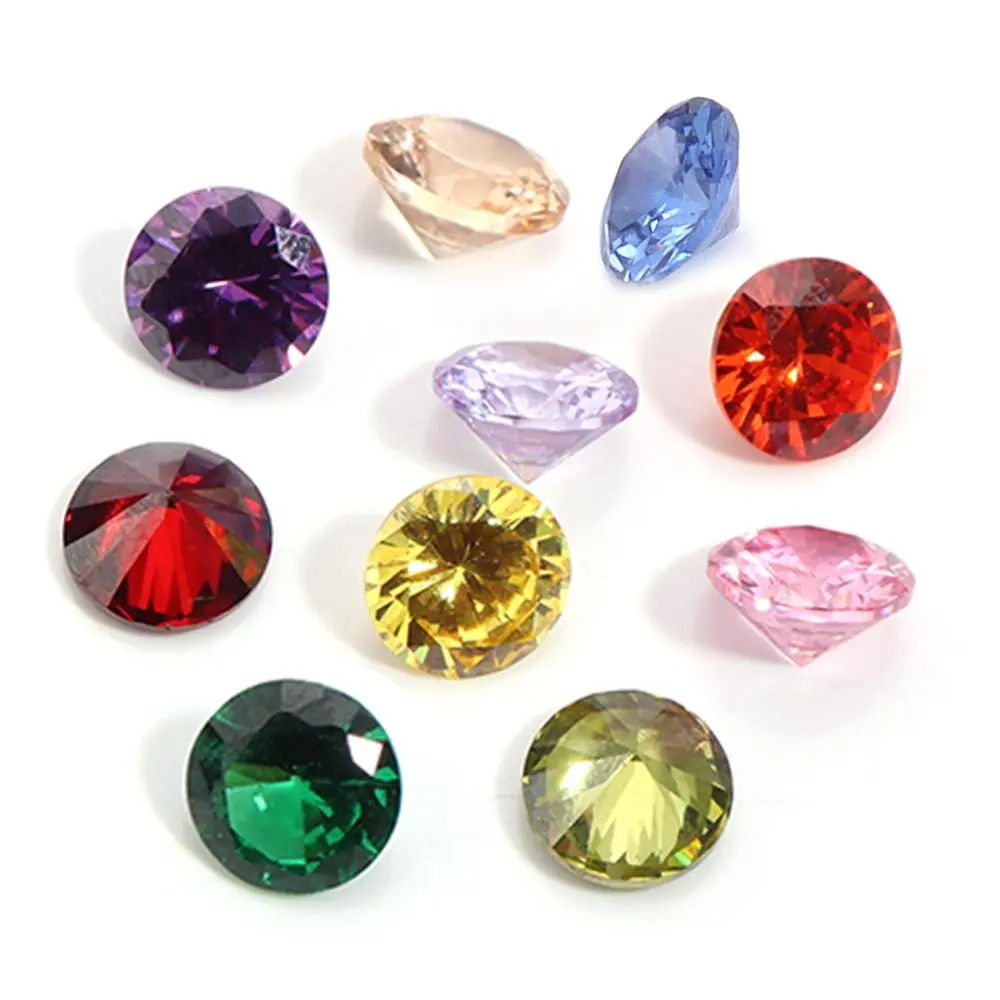 10-20pcs/lot 4-8mm Round Zirconia Beads Colorful Brilliant Cut Cubic Zirconia Stone Synthetic Gems Beads For Jewelry Making
