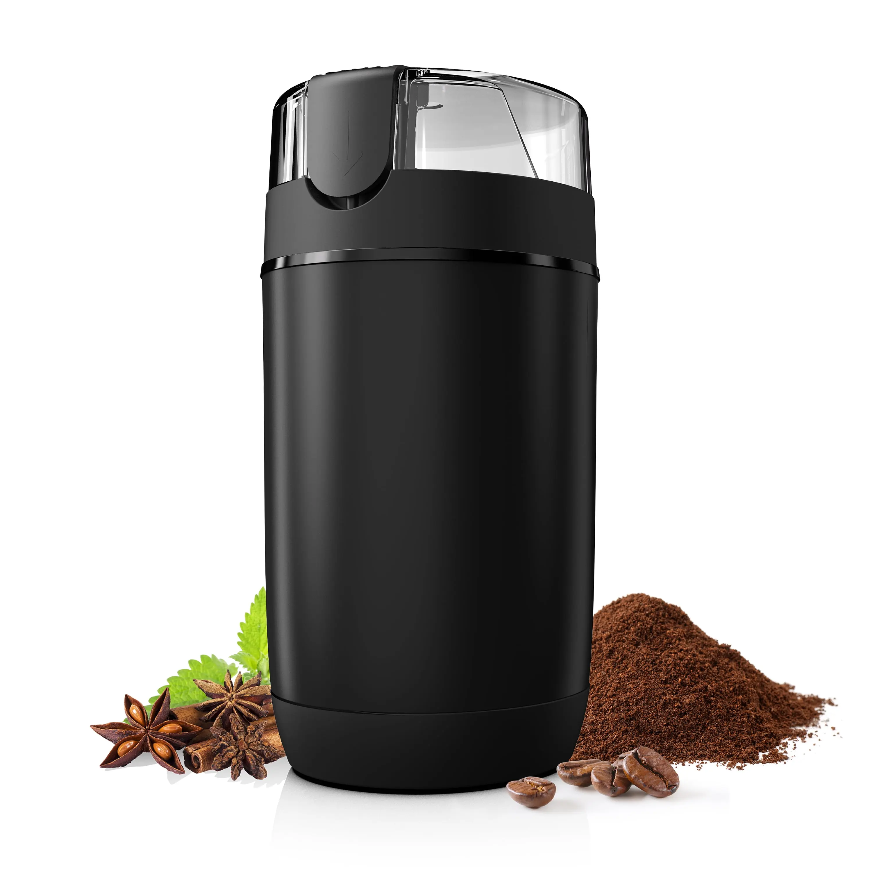 Mainstays Electric Coffee Grinder For Spice Herb Bean Grinding Stainless Steel Blades Compact 2oz Capacity Black