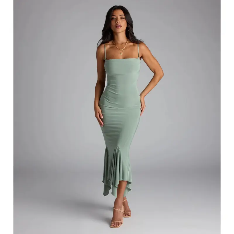 midi bodycon dress outfit ideas Shop Green Short Sleeve Fitted Dress - for Women | OUTZIDR main image 1