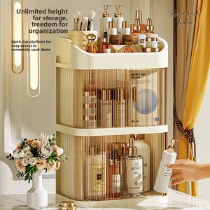 Frame Cosmetic Box Makeup Organizer with Unlimited Height Storage Open-top Platform Desktop Vanity Bathroom Storage Cabinet Large Capacity