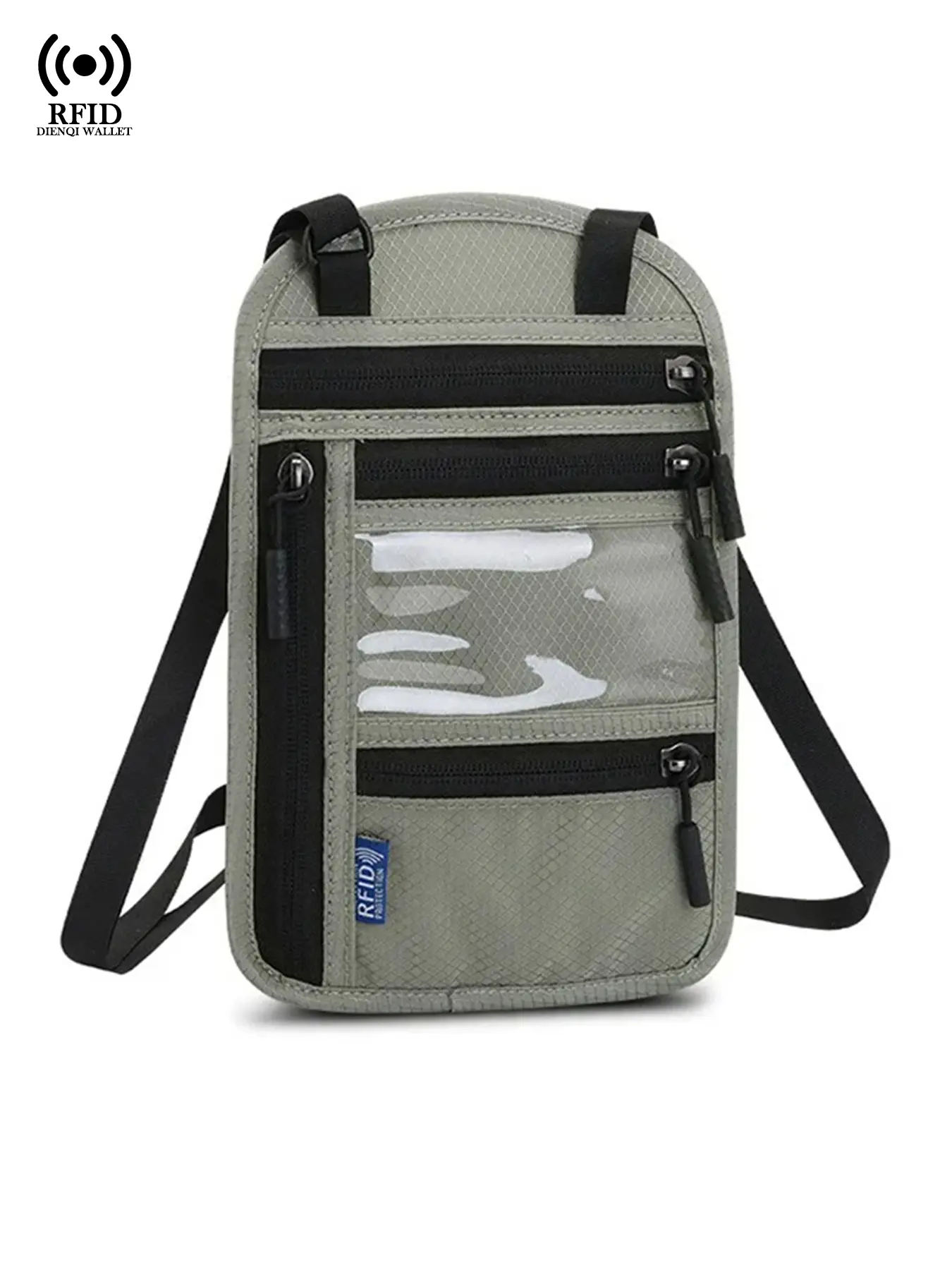 RFID Blocking Travel Pouch Neck Wallet, Family Passport Holder Organizer, Travel Document Holder, Multi-Pockets, RFID Theft Proof, RFID Anti Theft, Waterproof, Nylon, with Zipper Pocket, Phone Pocket