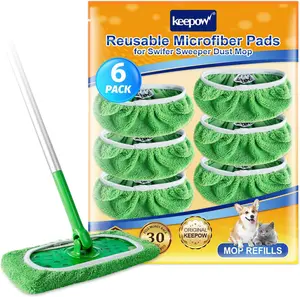 KEEPOW Reusable Wet Pads Compatible with Swiffer Sweeper Mop, Dry Sweeping Cloths, Washable Microfiber Wet Mopping Cloth Refills for Surface/Hardwood Floor Cleaning(Mop is Not Included)