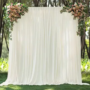 30x10ft Wrinkle Free Ivory Backdrop for Parties Soft Drapes Wedding Ivory Backdrop for Birthday Decorations Background for Photography 5x10ft,6 Panels