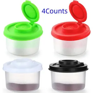 Random Color Salt & Pepper Shakers, 4 Counts Clear Plastic Seasoning Bottle with Lid, Seasoning Container, Spice Jar, Cooking Kitchen Seasoning Utensils, Kitchen Gadgets, Kitchenware
