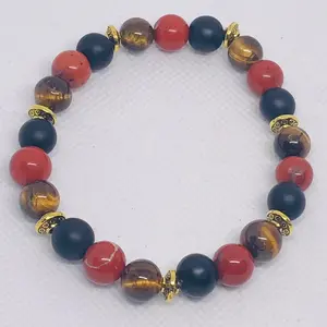 Red Jasper, Black Tourmaline, Tiger’s Eye Bracelet