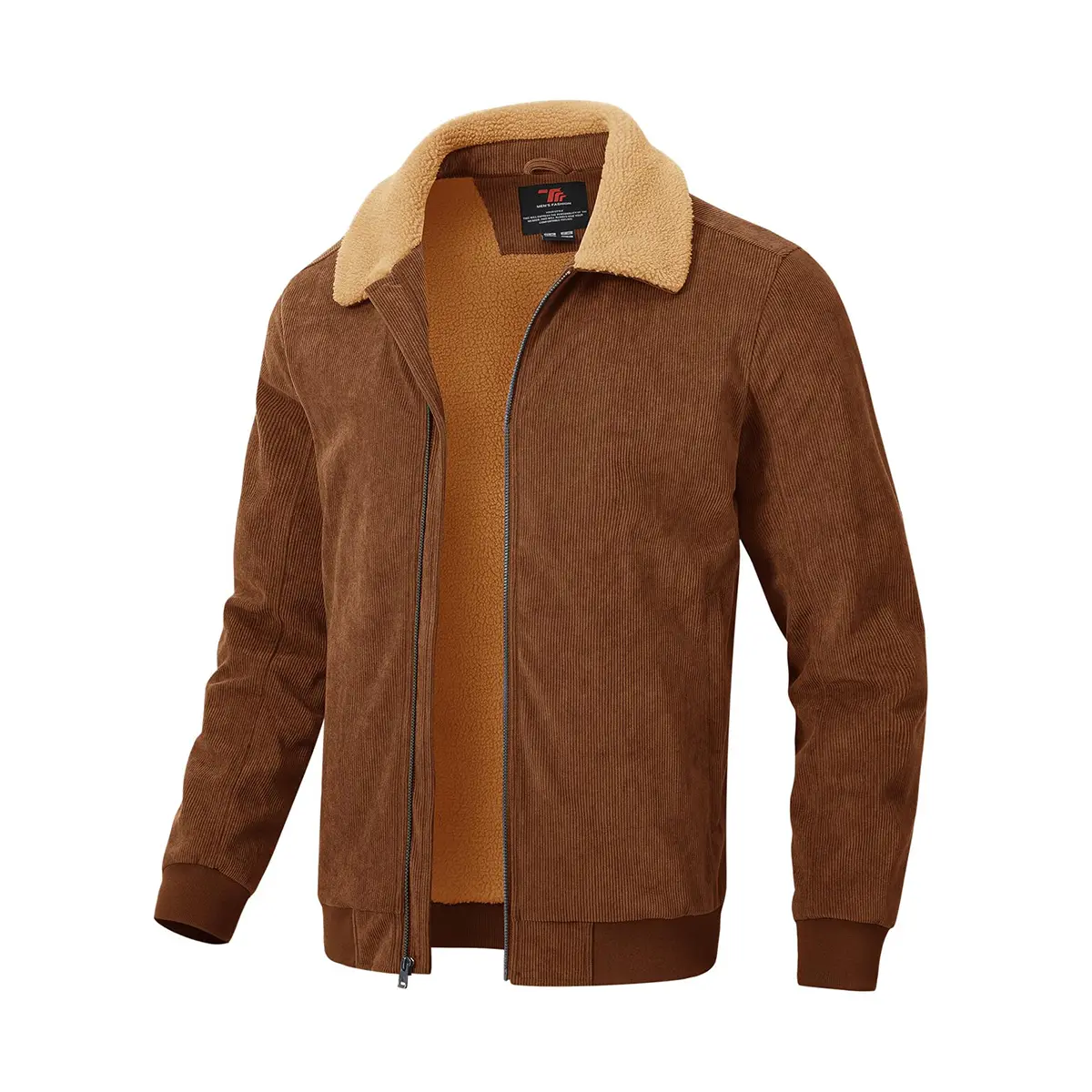 YSENTO Men's Corduroy Jacket Sherpa Lined Trucker Jacket Turn Down Collar Full Zip Warm Winter Jacket