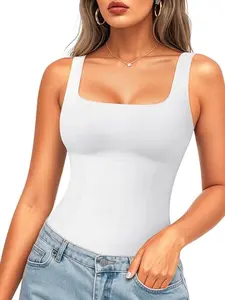 Women's Tummy Control Shapewear Tank Tops, Seamless Square Neck Compression Tops, Slimming Body Shaper Camisole, Soft Stretchy Body Shaper for Daily Wear, Layering, Sports and Outdoor Outfits