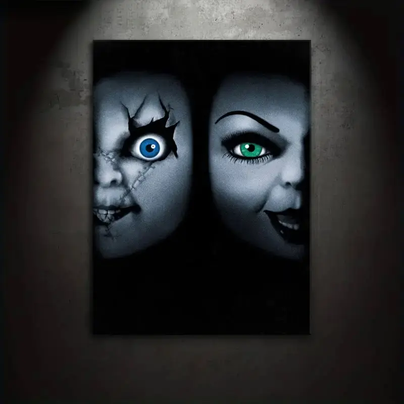1 Set Canvas Painting Poster, Minimalist Art, Modern Minimalist Design, Chucky and Tiffany, A perfect gift for movie fans, ideal for bedroom, living room, wall decor