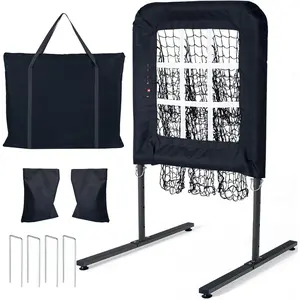 9 Hole Pitching Net with Strike Zone, Baseball Softball Pitching Target – Adjustable Height Portable Indoor Outdoor Training Equipment for Pitchers of All Levels, Coaches, and Players
