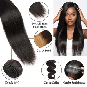 100% Human Hair Bundle, Straight, Double Weft, Sew in, Quick Weave
