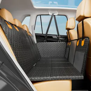 polyester waterproof Dog Car Seat Cover for Back Seat, Hard Bottom Back Seat Extender for Dogs - Supports 400lbs, Back Seat Pet Cover, Dog Hammock for Car SUV and Trucks