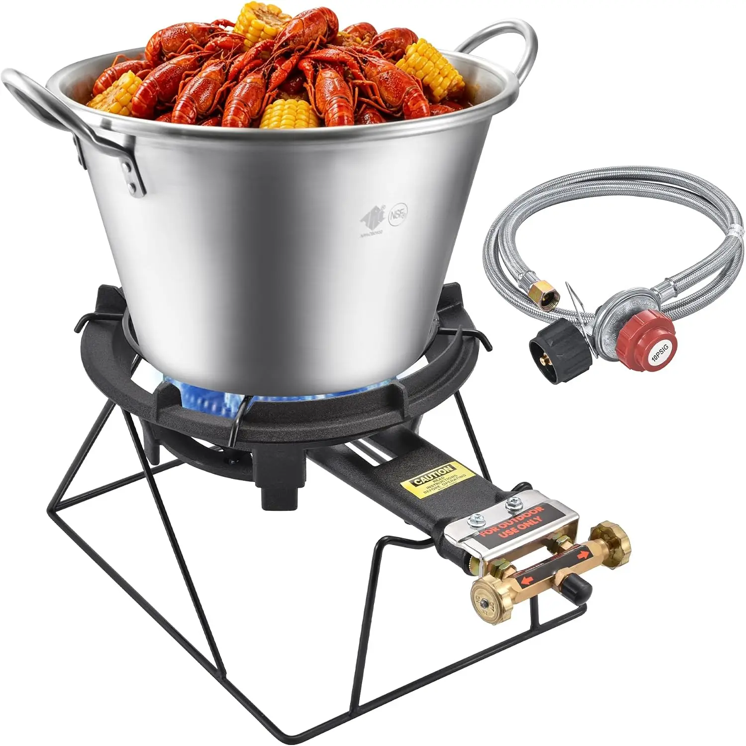 ARC ADVANCED ROYAL CHAMPION 22QT Stainless Steel Cazo Wok Set, Outdoor Cooking Station with 80,000 BTU Propane Burner & Heavy-Duty Cast Iron Stand, for Authentic Carnitas & Outdoor Cooking, Stainless Steel Pans, Camping Gear, Adjustable Valve