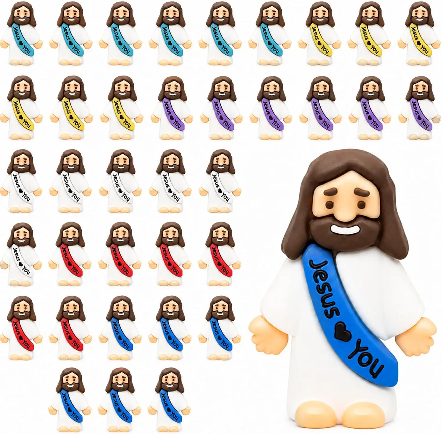 20 Pack Little Jesus Figurines in Bulk, Jesus Loves You Figures, Small Jesus Figurines, Tiny Jesus Figures for Church Christmas Party Favors Religious Easter