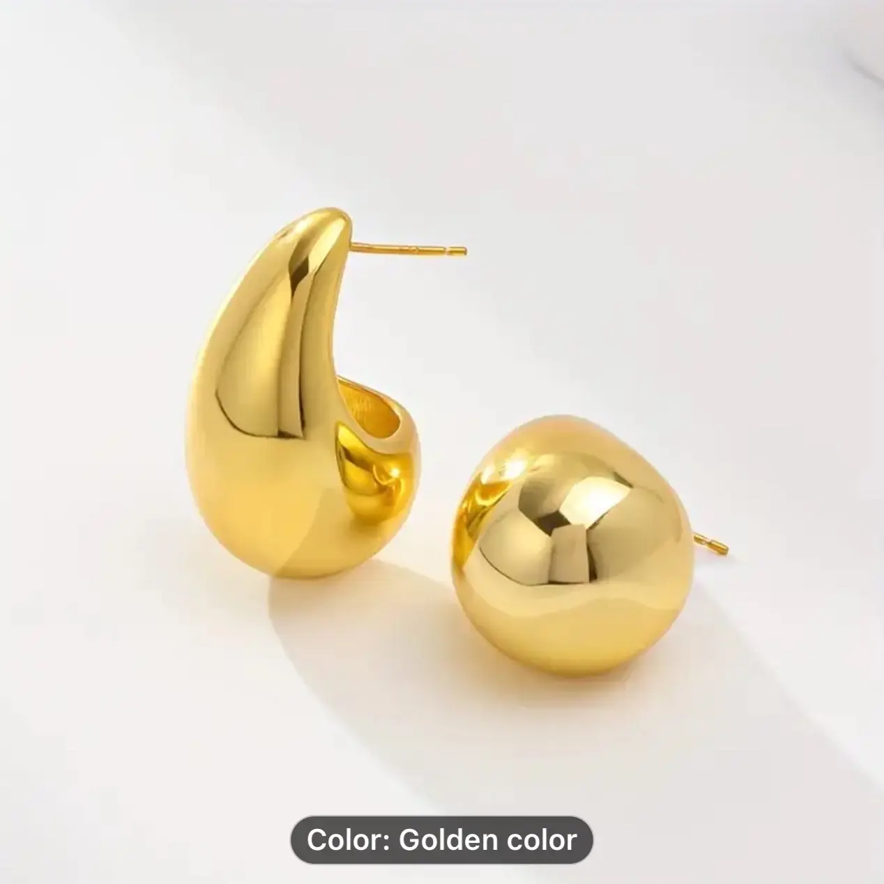 Saphire USA Water Drop C-Shaped Hoops 18k Gold Plated Trendy Earrings. Hypo-Allergic And Lightweight For All Occasions