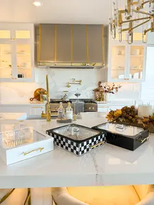 Acrylic Pan Holder Server with Gold Handles