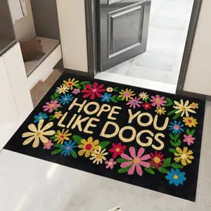 Floral Welcome Mat with Fun Letters, Soft Non-Slip Door Mat, Unique Home Decor, Humorous Message Rug, Comfortable Entryway Footpad, Floor Mat