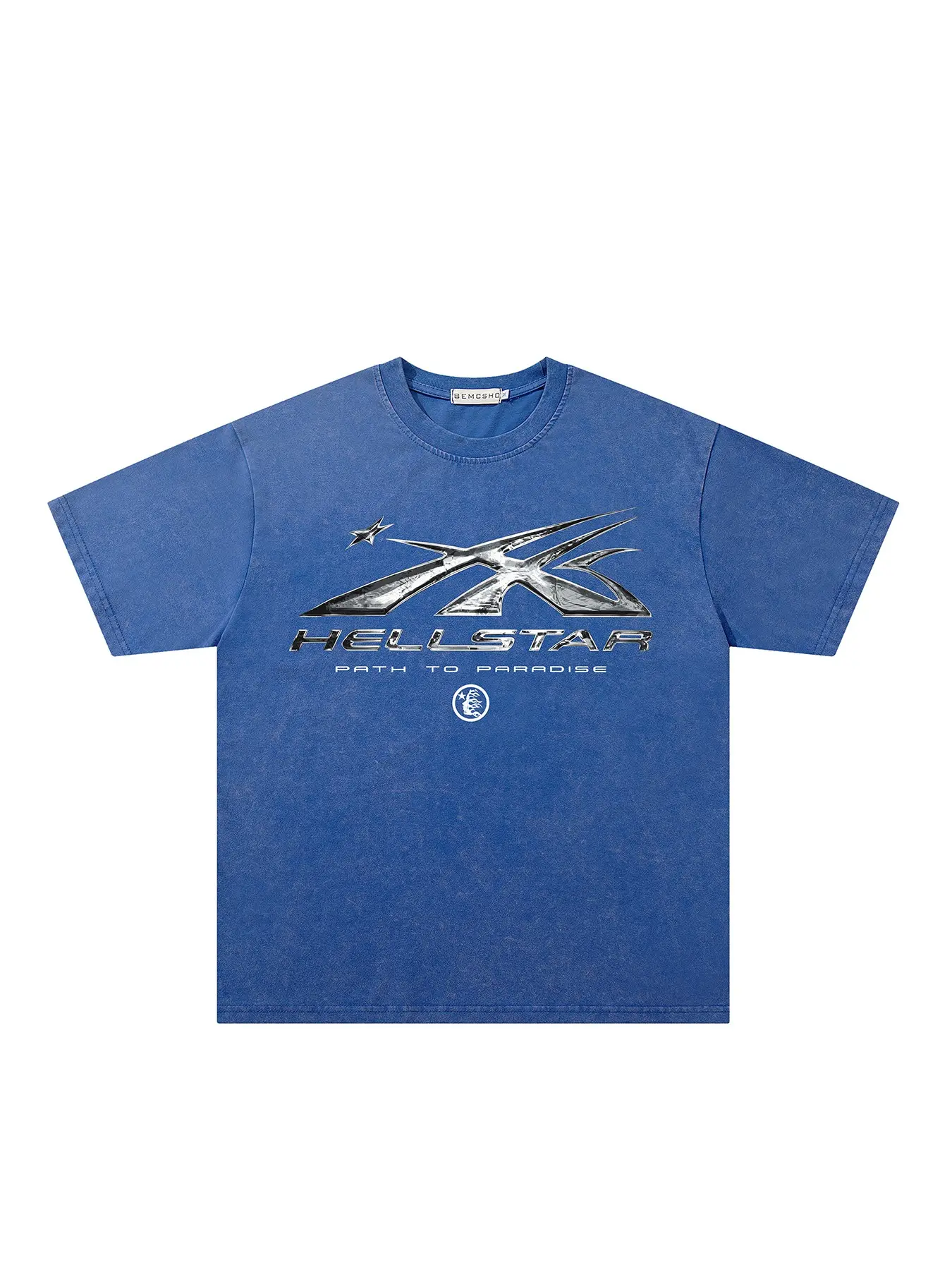 Men Women Summer Tropical New Trendy Fashion Casual Short Sleeve Round Neck Tee Shirt Top, Vintage Dark Streetwear Street Style Washed Tie-Dye Star Flame Graphic Design, Menswear