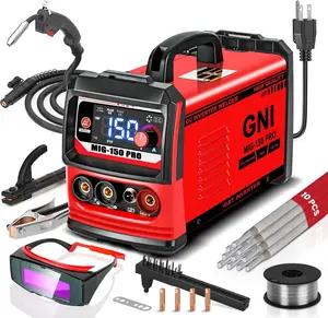 Multiprocess Welder, MIG/TIG/Stick Welding Machine, IGBT Inverter Portable MINI Welder Machine 110V, Beginner-Friendly MIG Welder with Auto-Darkening Goggles, 150A Flux Core Welder for Home DIY