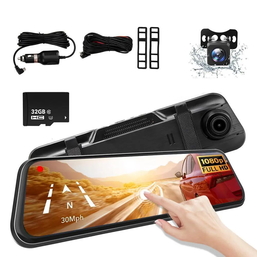 【Back to School】Automotive Driving Recorder Dashcam, 10-Inch Touch Screen, 1080P HD Waterproof Dual Front-Rear Camera, Interior Camera, Photo Mode, AVI Format, Gravity Sensor, Rear Assist Lines, Car Insurance, Cars Accessories