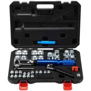 VEVOR Hydraulic Flaring Tool Kit, 45 Double Flaring Tool, Brake Repair Brake Flaring Tools for 3/16-1/2, Brake Flare Tool with Tube Cutter and Deburrer, 32 PCS Tube Flaring Tools for Copper Lines