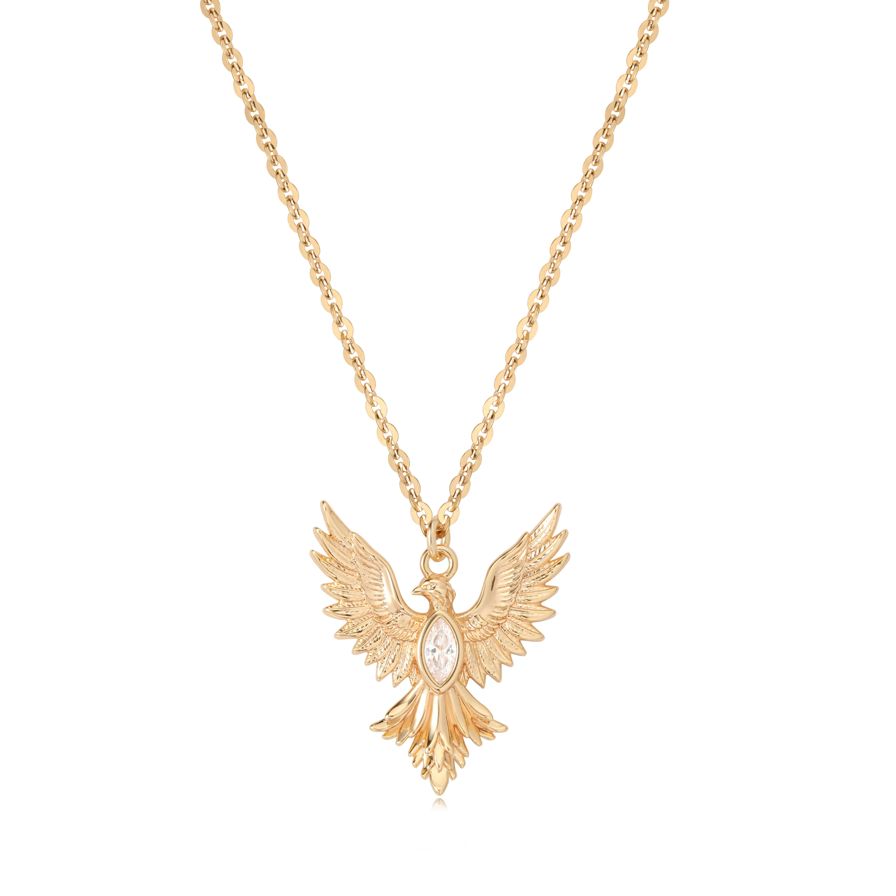 Fettero Dainty Hawk Pendant Necklace for Women, Chic Gold-Plated Brass Animal Charms Jewelry, Hypoallergenic for Everyday Wear, Charms Necklace, Chic Artificial Gemstone Necklaces & Pendants
